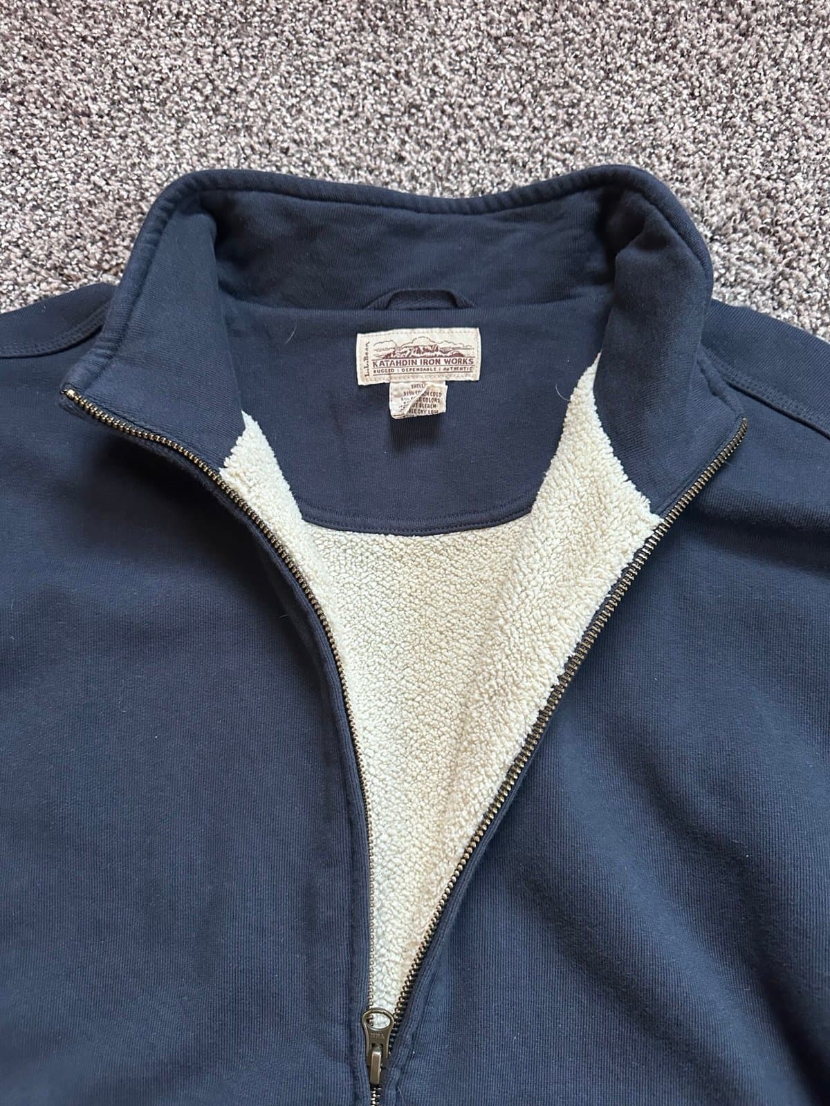 LL Bean Katahdin Iron Works Sherpa Lined Full Zip Sweatshirt Heavy XXL Reg - Thumbnail 3