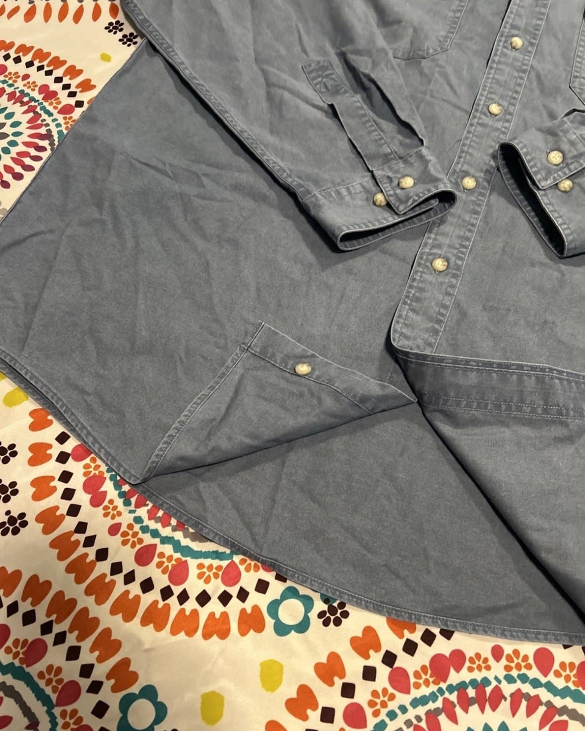 Mens LL Bean Blue Oxford Button Up Shirt Sz XL Tall XLT Traditional Fit Chambray - Thumbnail 3