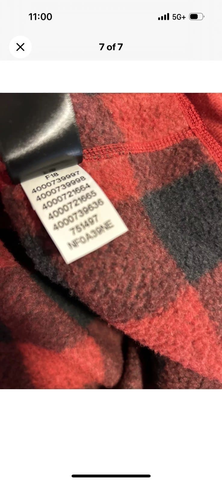 The North Face Buffalo Plaid Fleece 1/2 Zip Pullover Jacket Sz MED Black Red Men - Thumbnail 7