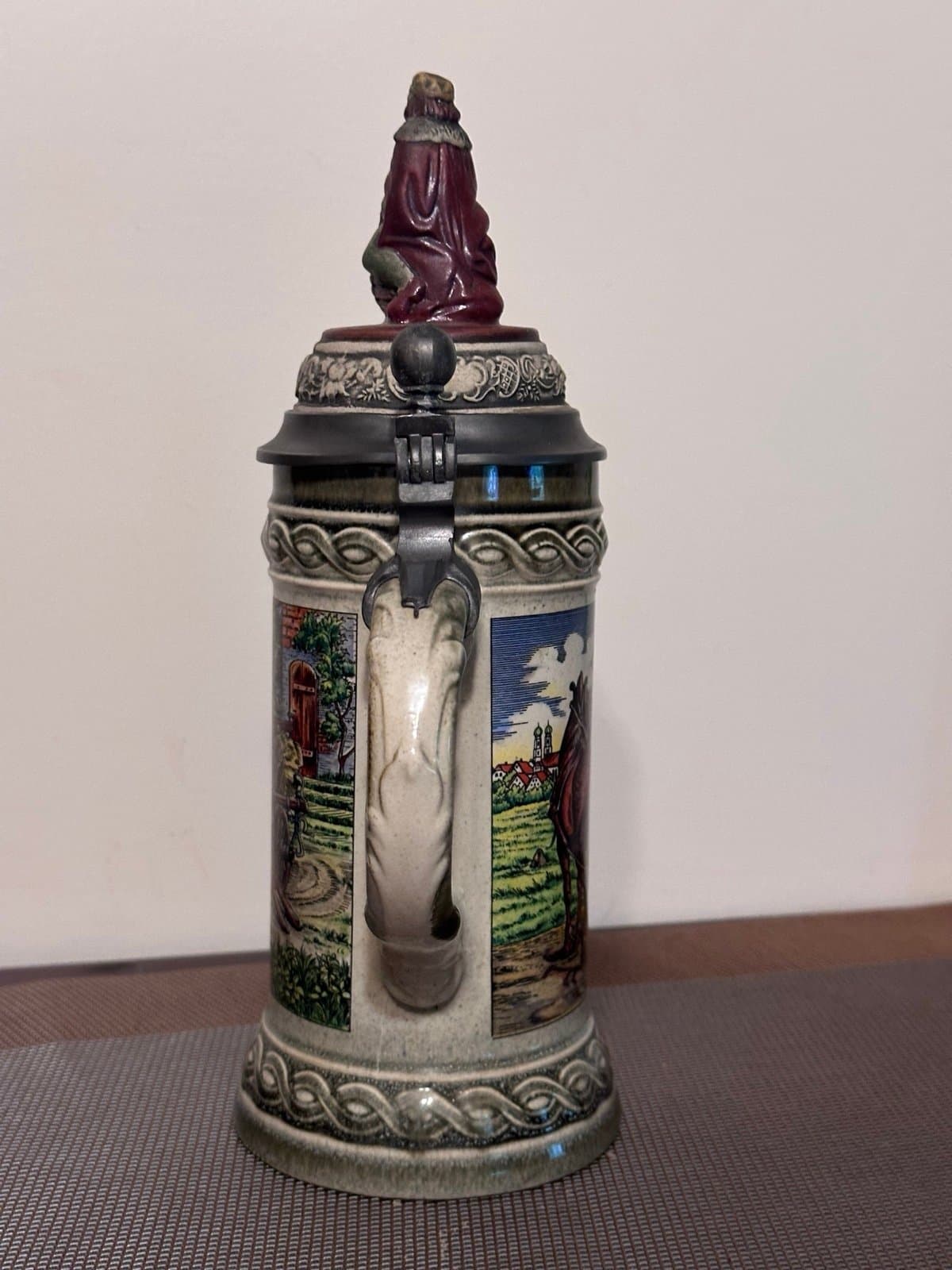 Vintage GERZIT Gerz Beer Mug Germany Horses pewter lid - Thumbnail 4