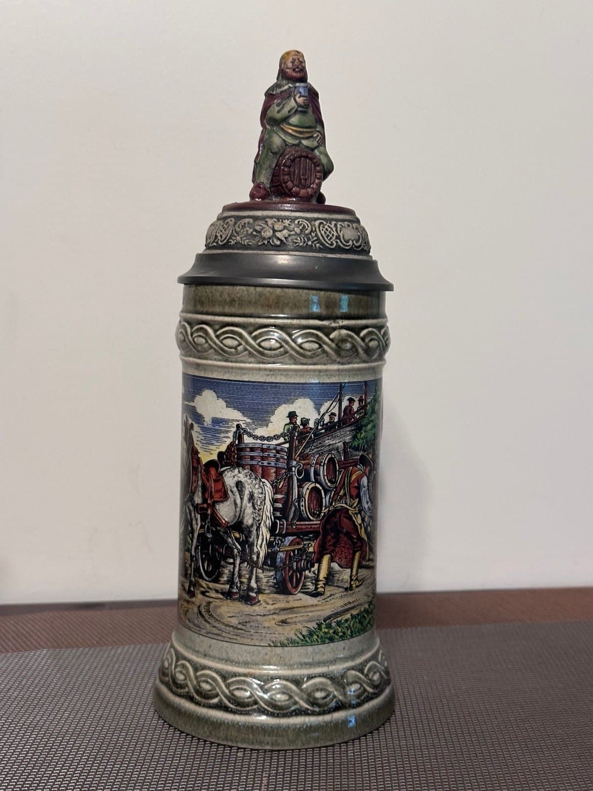 Vintage GERZIT Gerz Beer Mug Germany Horses pewter lid - Thumbnail 2