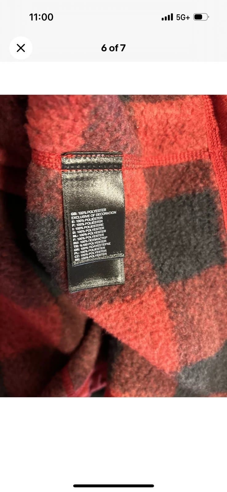 The North Face Buffalo Plaid Fleece 1/2 Zip Pullover Jacket Sz MED Black Red Men - Thumbnail 6
