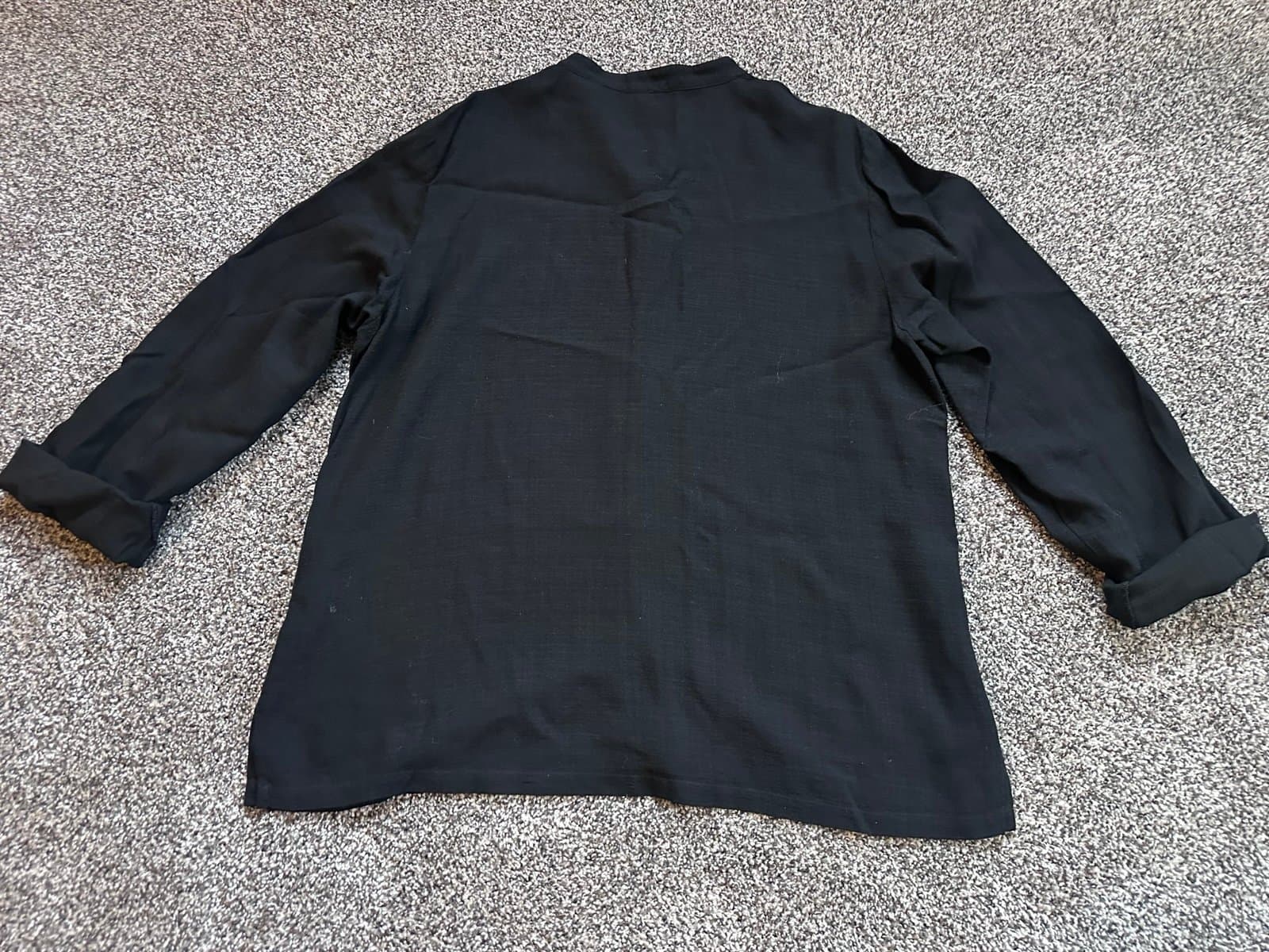 Eileen Fisher Sz. L Black Linen Blend Button Down Long Sleeve Shirt, Made in USA - Thumbnail 4