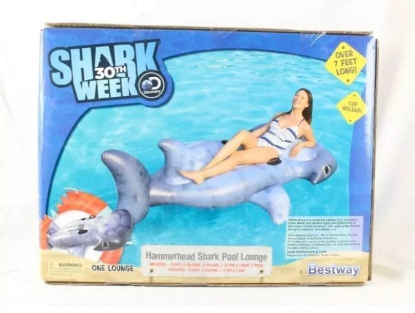 Bestway Shark Week 7’ Hammerhead Shark Pool Lounge W Cup Holder Factory Sealed! - Thumbnail 2