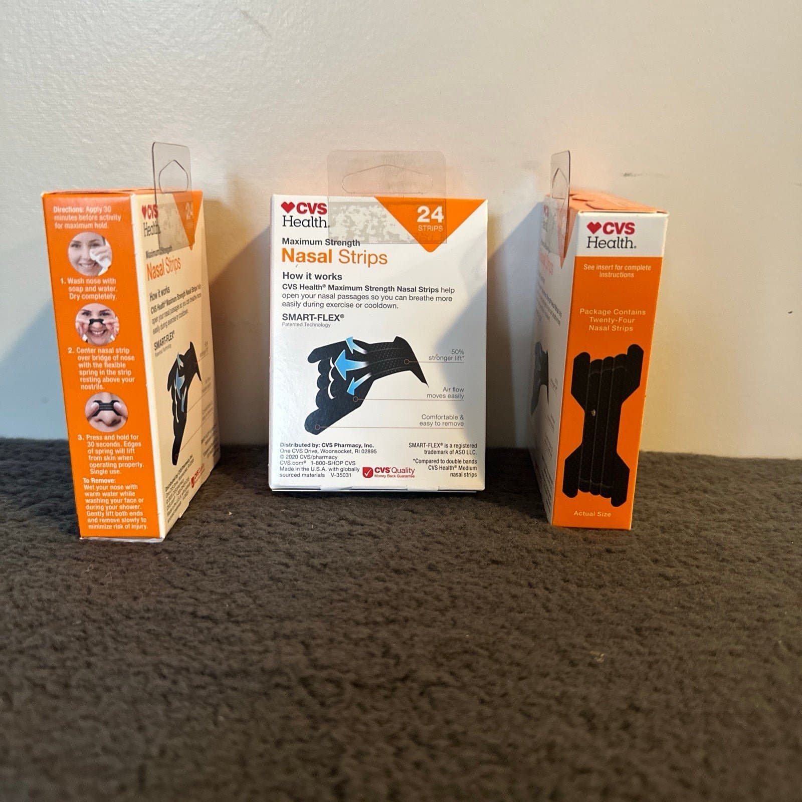 3-CVS Health Maximum Strength Nasal Strips, 24 Ct. Size S-M - Thumbnail 2