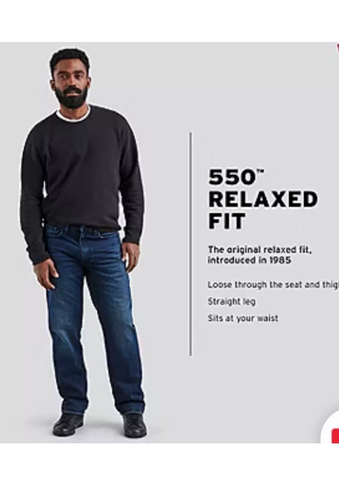 NWT Levi's 550 Jeans Mens 32x29 Blue Denim Relaxed Fit Tapered Leg 100% Cotton - Thumbnail 4