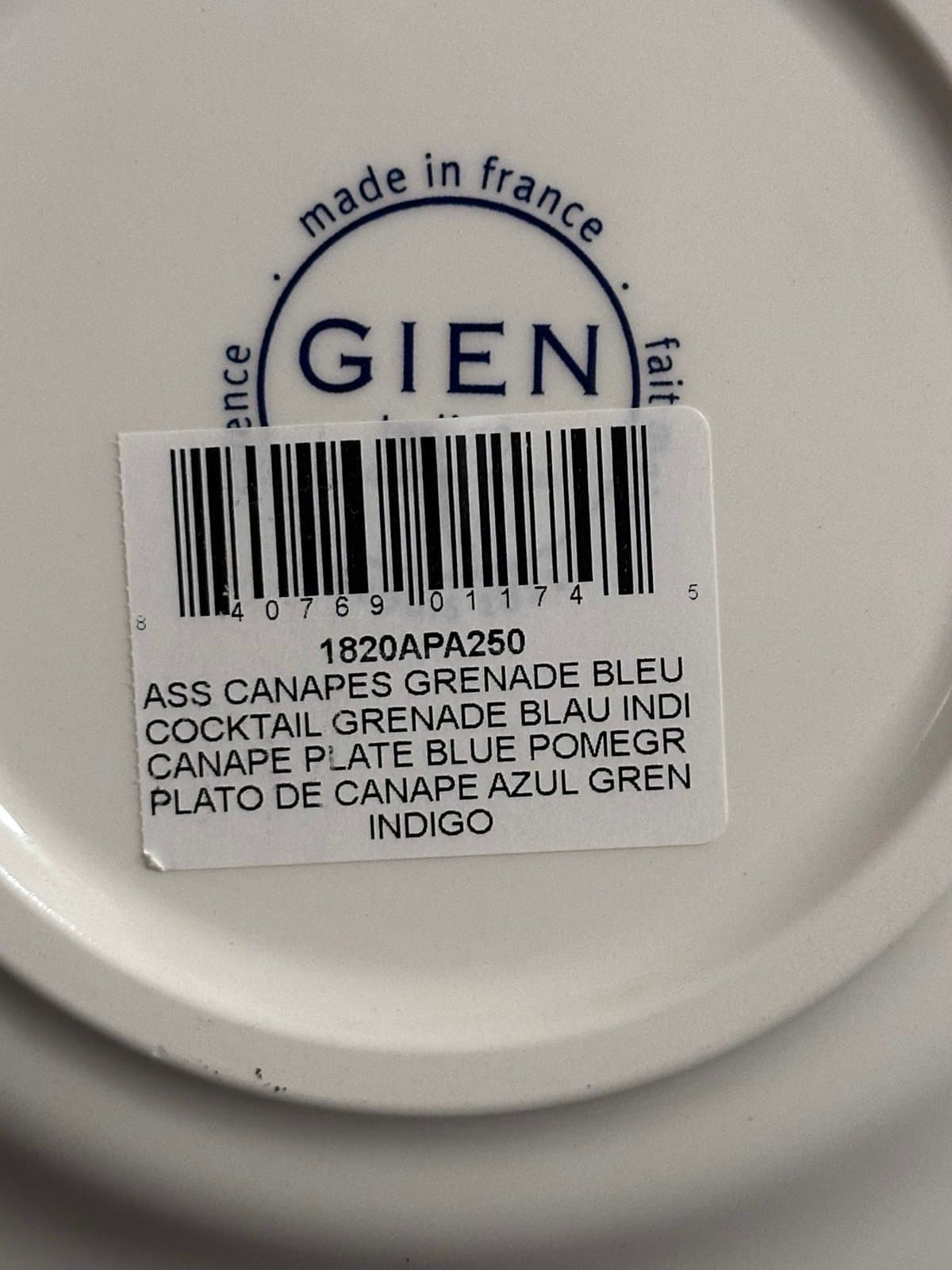 Gien Indigo Canape Blue Arabesque 6 1/2” Bread & Butter Plate P6213 NEW!! - Thumbnail 3