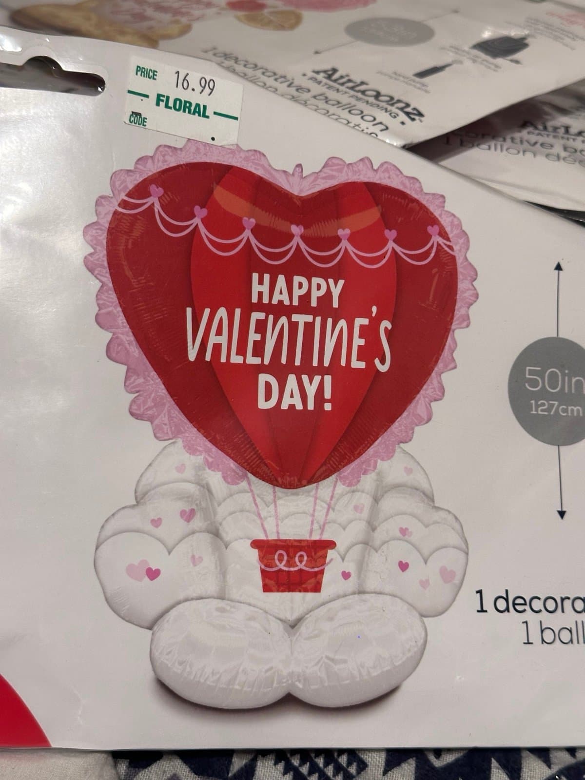Anagram 50” AirLoonz Happy Valentines Day Foil Decorative Balloon! New! - Thumbnail 2