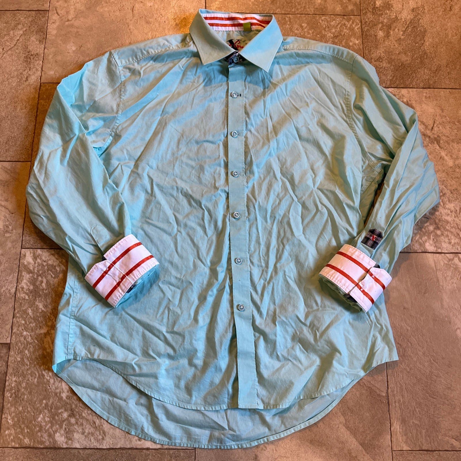 Robert Graham X Aqua Button Up Flip Cuff Long Sleeve Dress Shirt Men’s XXL