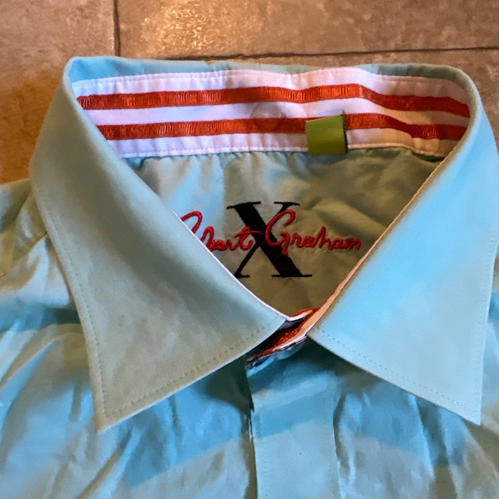 Robert Graham X Aqua Button Up Flip Cuff Long Sleeve Dress Shirt Men’s XXL - Thumbnail 2