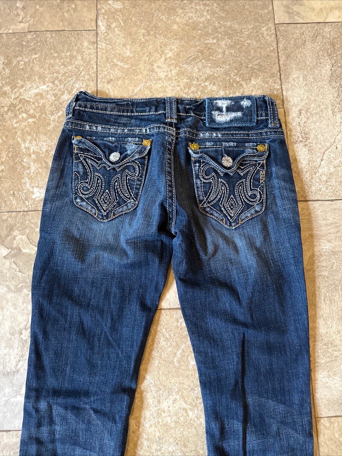 MEK Oaxaca Denim Distressed Low Rise Cigarette Skinny Leg Jeans 26X34 - Thumbnail 4