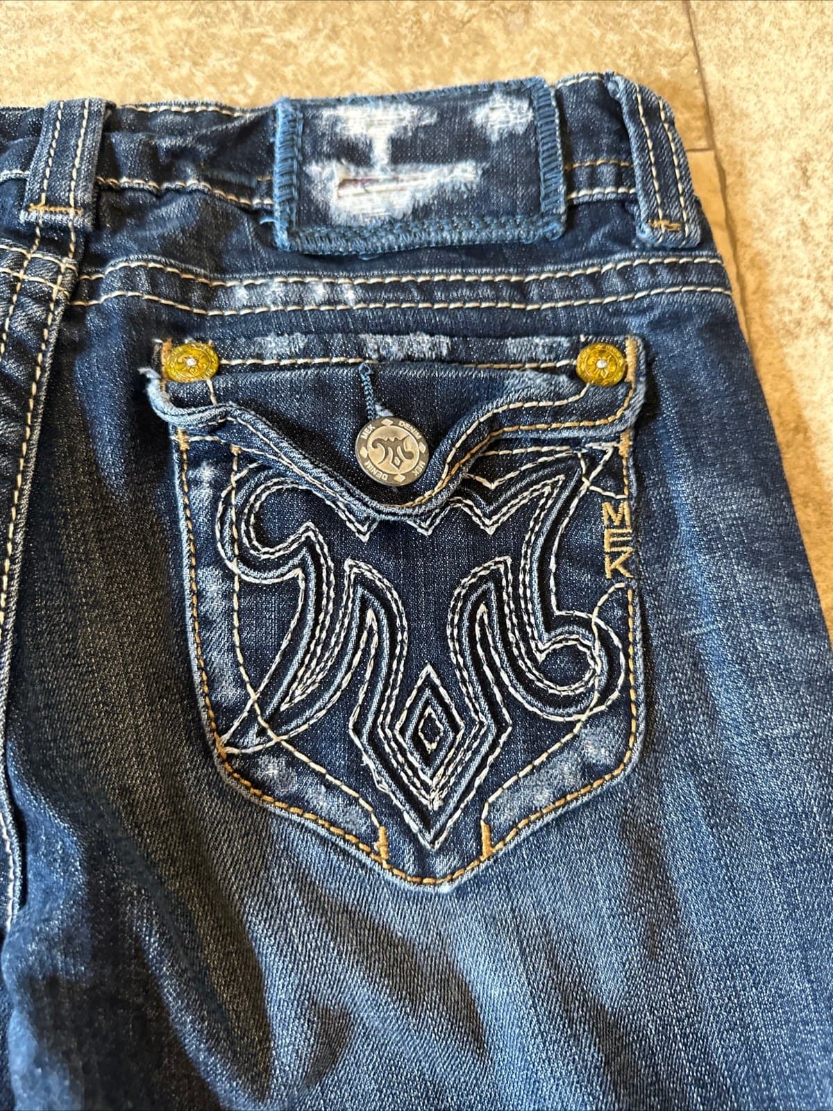 MEK Oaxaca Denim Distressed Low Rise Cigarette Skinny Leg Jeans 26X34 - Thumbnail 5