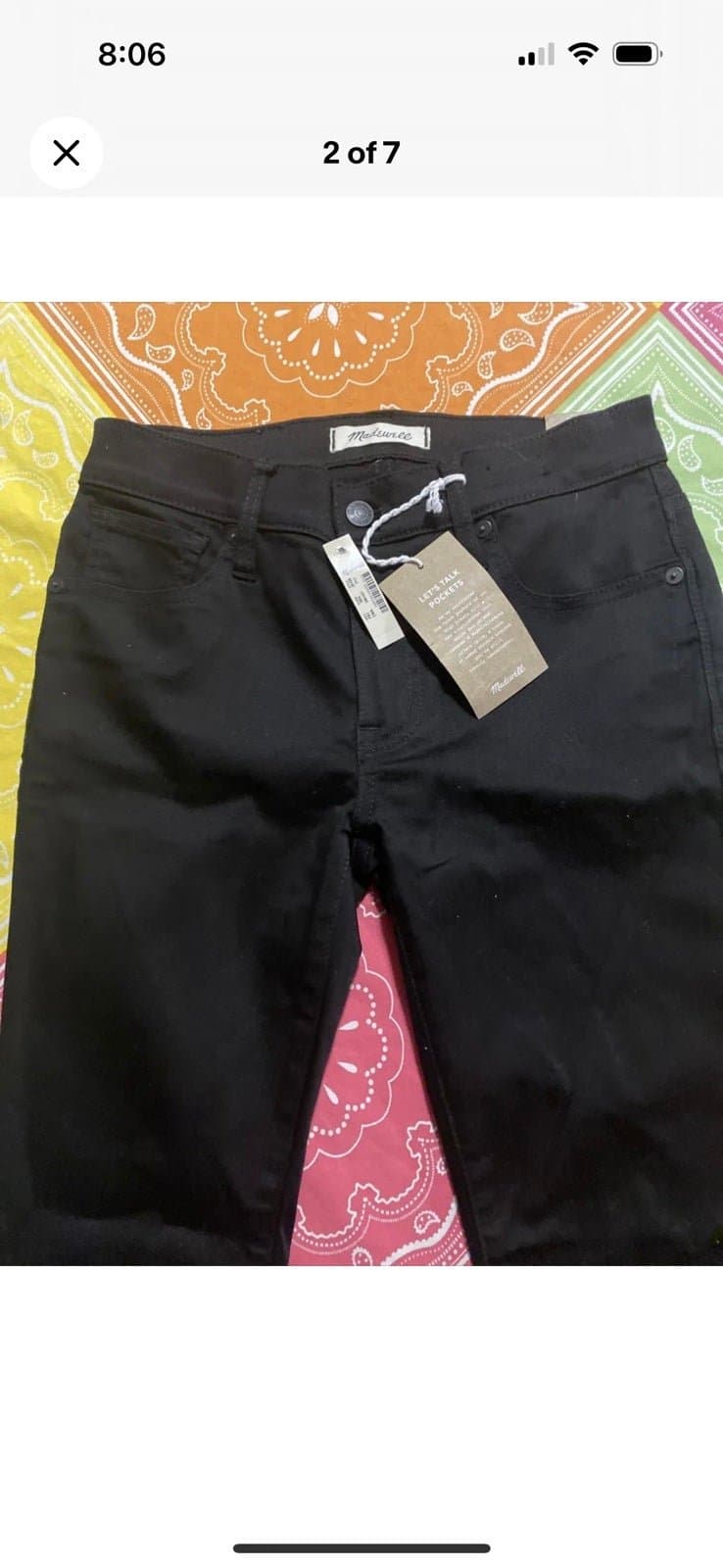 Madewell 8" Skinny Jeans in Carbondale Wash Black Size 27 Petite Style J9158 NWT - Thumbnail 2