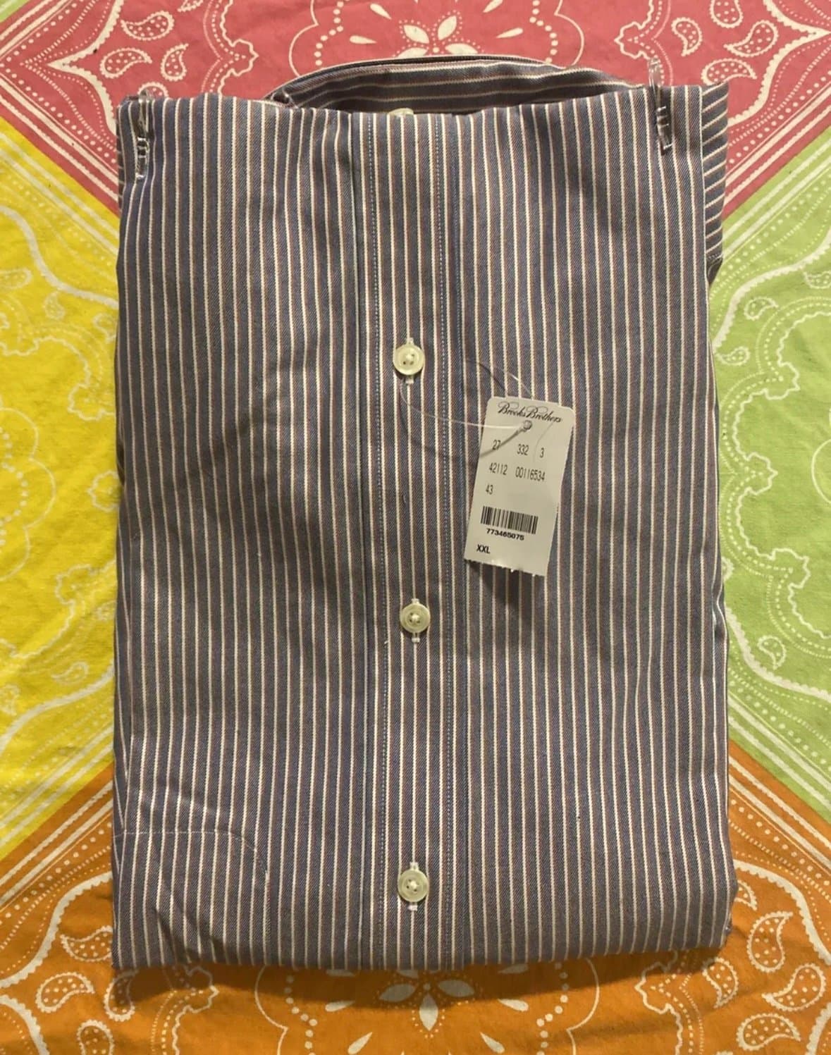 Brooks Brothers Long Sleeve Button Shirt Regent NWT XXL red white blue stripe - Thumbnail 3