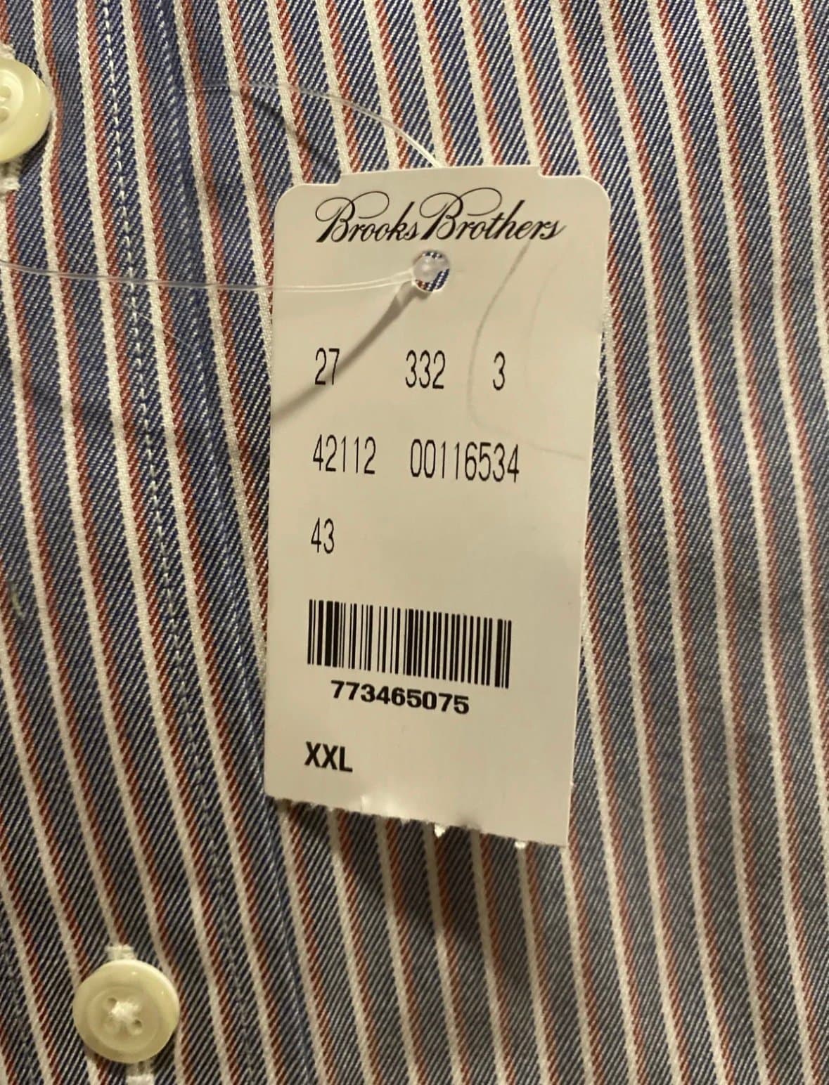 Brooks Brothers Long Sleeve Button Shirt Regent NWT XXL red white blue stripe - Thumbnail 4