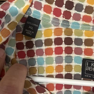 Ike Behar New York Men's Multicolor Geometric Print Button Front Long Sleeve XL - Thumbnail 3