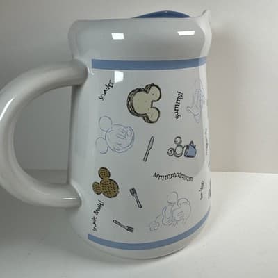 Disney Store Mickey Mouse & Friends Ceramic Beverage Pitcher 8" BREAKFAST THEME