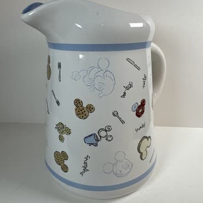 Disney Store Mickey Mouse & Friends Ceramic Beverage Pitcher 8" BREAKFAST THEME - Thumbnail 3