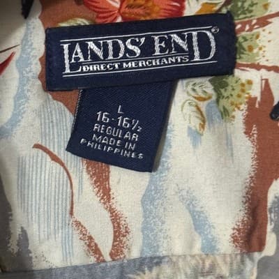 Lands End Mens Large Short Sleeve Hawaiian Shirt Tropical Scenic Sailboat Print - Thumbnail 2