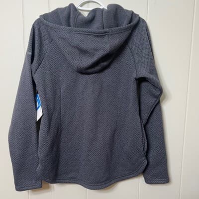 Columbia Womens Darling Days Pullover Hoodie Dark Gray Herringbone Snaps Size M - Thumbnail 3
