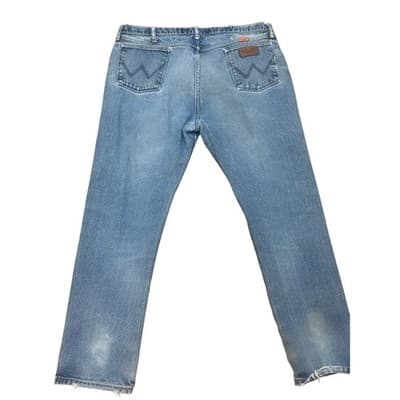 Wrangler FR Flame Resistant Denim Jeans Mens 42x34 Blue Workwear Distressed - Thumbnail 6