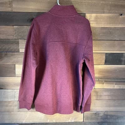 Magellan Outdoor Men's Classic Fit Burgundy Snap Neck Pullover Sweatshirt Size L - Thumbnail 3