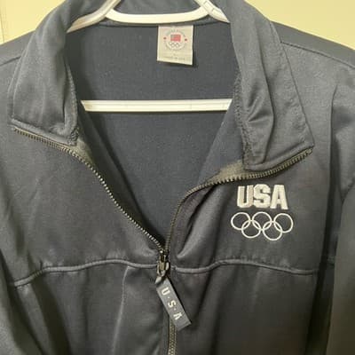 USA Olympic Team Jacket Navy Blue Track Zip Up Athletic Coat Men's Size L - Thumbnail 2