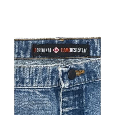 Wrangler FR Flame Resistant Denim Jeans Mens 42x34 Blue Workwear Distressed - Thumbnail 4