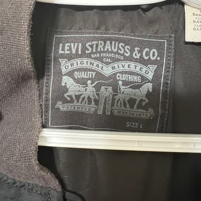 Levi Strauss Co Bomber Jacket Black Full Zip Mens Size L Ribbed Collar Cuffs - Thumbnail 3