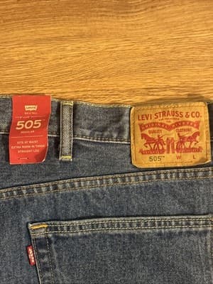 Levi’s 505 Regular Fit Straight Leg Jeans Men’s Blue Denim 58x30 – NWT New - Thumbnail 5