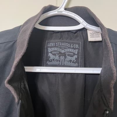 Levi Strauss Co Bomber Jacket Black Full Zip Mens Size L Ribbed Collar Cuffs - Thumbnail 2