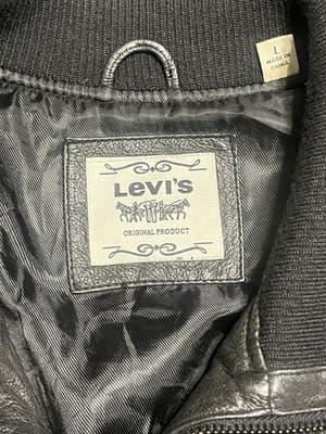 Levi's Women's Faux Leather Moto Bomber Jacket Metallic Gray Ribbed Zip Size L - Thumbnail 3