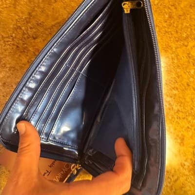 Joy & Iman Quilted Patent Wristlet Wallet Navy Blue Gold Hardware Fashionable - Thumbnail 5