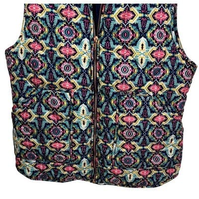 Peach Love California Womens Quilted Puffer Vest Navy Pink Size Medium - Thumbnail 2