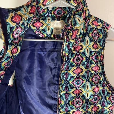 Peach Love California Womens Quilted Puffer Vest Navy Pink Size Medium - Thumbnail 3
