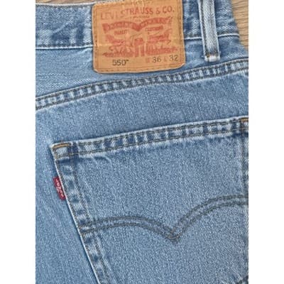 Levi Strauss 550 Relaxed Fit Jeans Mens W36 L32 Light Wash Denim - Thumbnail 3
