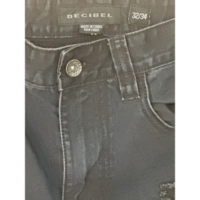DECIBEL Men's Black Distressed Moto Jeans 32W 34L - Thumbnail 2