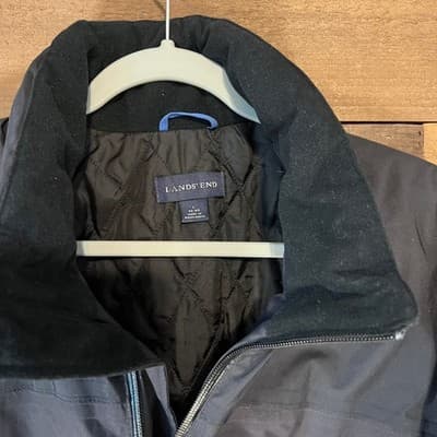 Lands End ECU Mens Black Insulated Rain Jacket Water-Resistant Thermolite Size L - Thumbnail 2