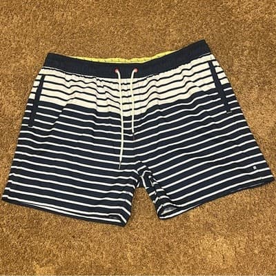 Sperry Top-Sider Swim Trunks Navy Striped Board Shorts Nautical Men's Size XL