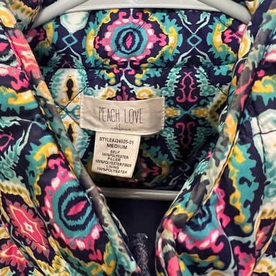 Peach Love California Womens Quilted Puffer Vest Navy Pink Size Medium - Thumbnail 5