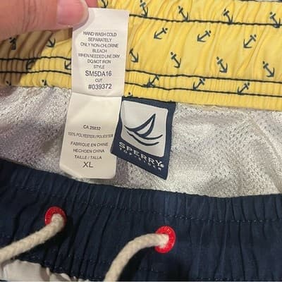 Sperry Top-Sider Swim Trunks Navy Striped Board Shorts Nautical Men's Size XL - Thumbnail 5