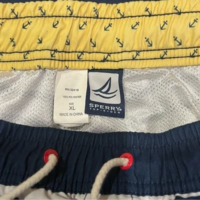 Sperry Top-Sider Swim Trunks Navy Striped Board Shorts Nautical Men's Size XL - Thumbnail 4