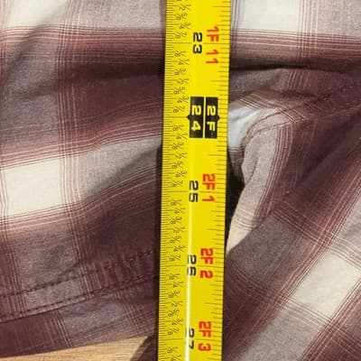 Carhartt Mens Relaxed Fit Plaid Short Sleeve Button Down Shirt Burgundy 2XL - Thumbnail 5