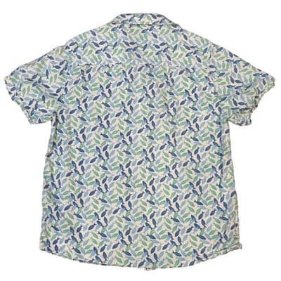 Oliver & Burke Mens XL Short Sleeve Button Down Shirt Blue Green Fish Print - Thumbnail 5