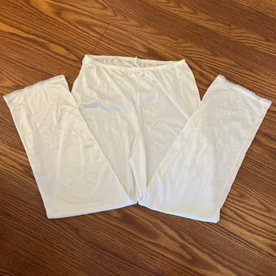 Vtg Adonna Pettipants Slip Pants White Lace Trim Antron III Nylon Size Medium