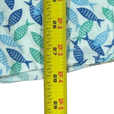 Oliver & Burke Mens XL Short Sleeve Button Down Shirt Blue Green Fish Print - Thumbnail 3
