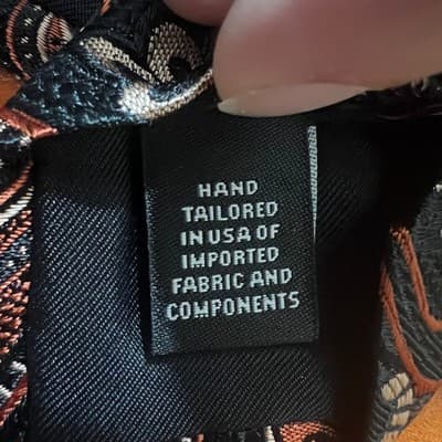 NWT Murano Mens Extra Long Silk Tie Paisley Black Orange Copper Handmade USA - Thumbnail 5