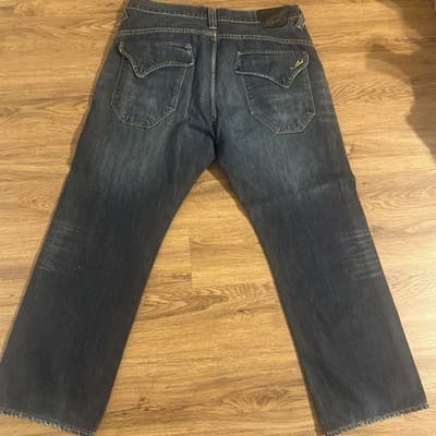 Ed Hardy Men’s Flap Pocket Jeans Blue Denim 38x32 Missing Back Pocket Buttons - Thumbnail 4