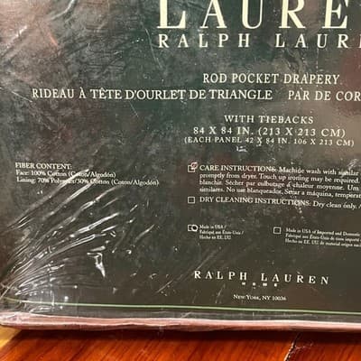 Vtg Ralph Lauren Brianna Paisley Blue Green Drapes Curtains 84x84 NEW NOS - Thumbnail 4