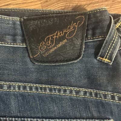 Ed Hardy Men’s Flap Pocket Jeans Blue Denim 38x32 Missing Back Pocket Buttons - Thumbnail 9